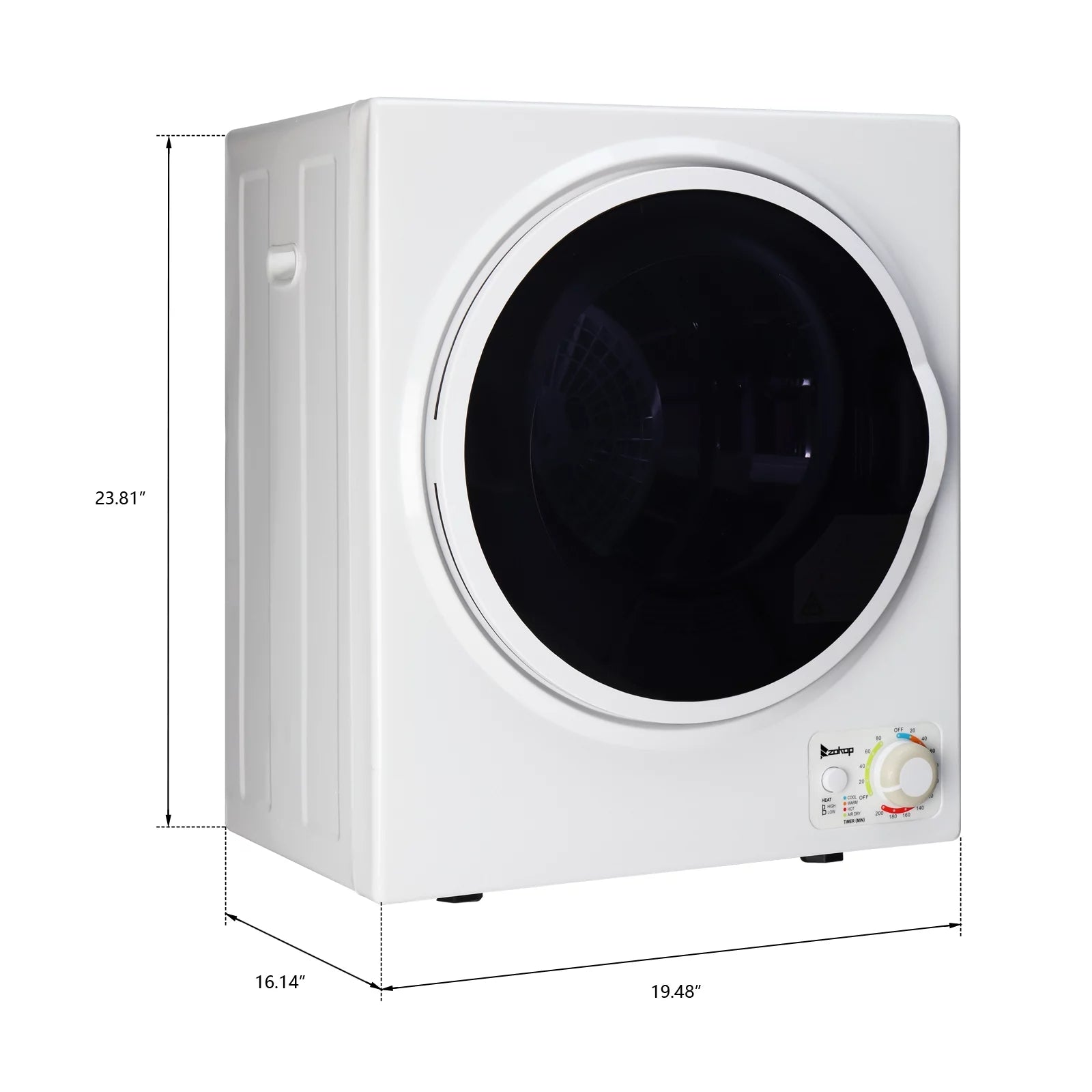 iRerts Portable Clothes Dryer 850W Compact Electric Dryer with Stainless Steel Tub, White Q355997