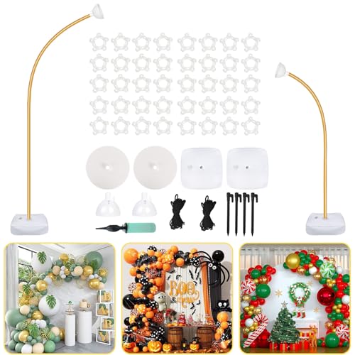 AerWo Balloon Arch Kit 9.35FT & 6FT with Gold Frame Stand for Wedding Party Decor C288064