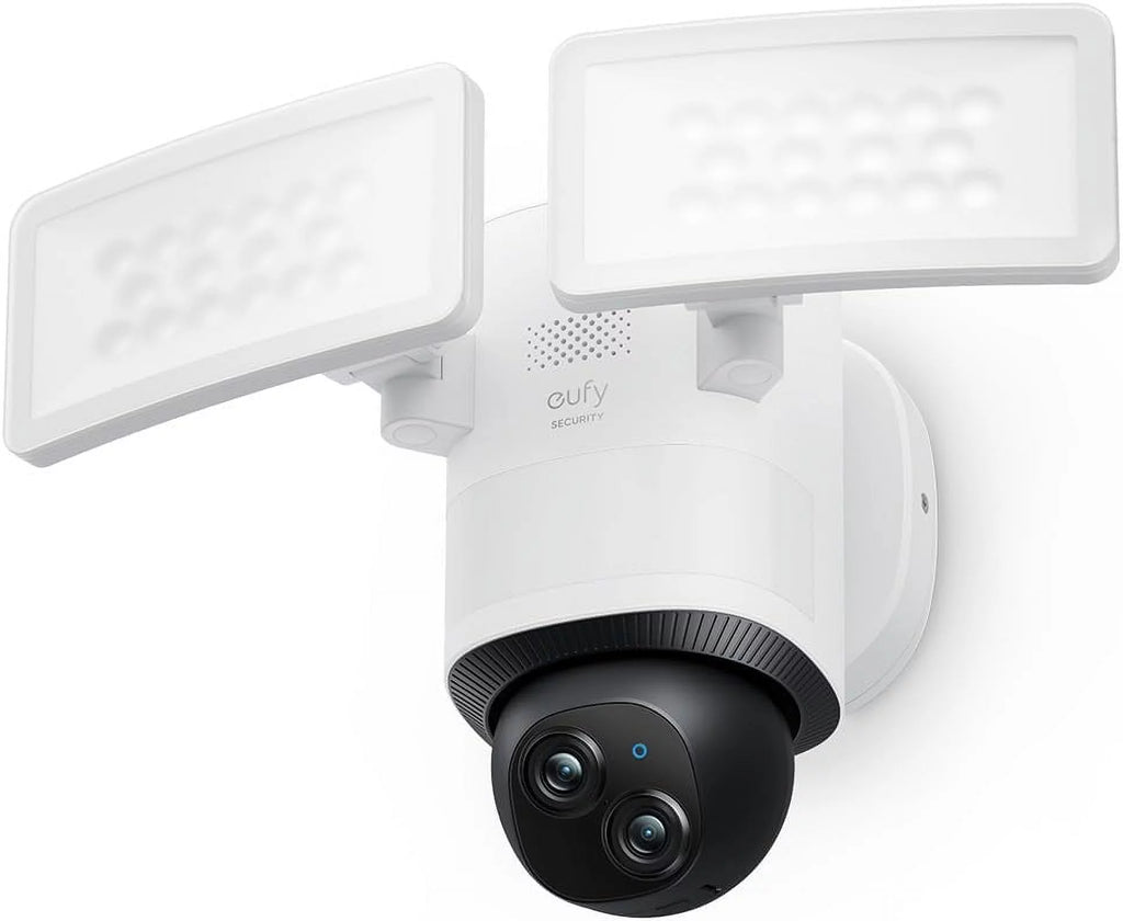 eufy Security Floodlight Camera E340, Wired Camera, 3K+2K Dual Camera, 360° Pan and Tilt, Dual-Band Wi-Fi, HomeBase 3 Compatible, Local Storage, No Monthly Fee