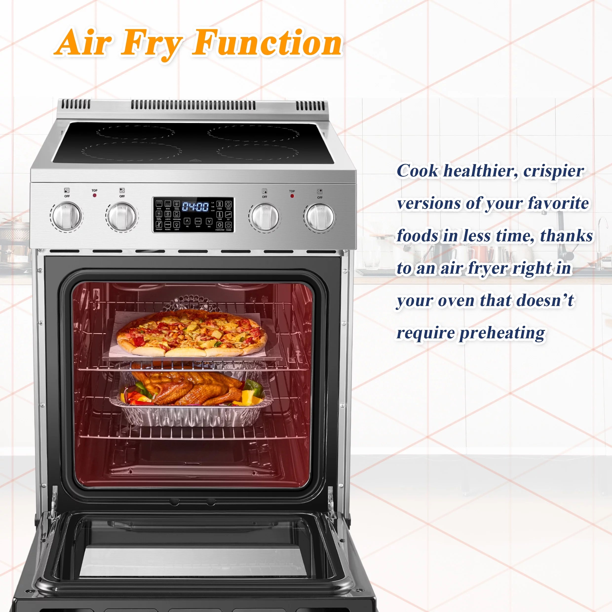 Lanbo 24 inch 2.9 Cu.ft Freestanding Electric Range with Air Fry and Convection Oven O961668