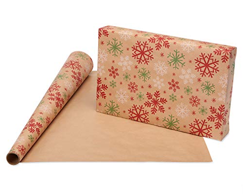 American Greetings Vintage Kraft Christmas Wrapping Paper Rolls, 4 Rolls, 80 sq. ft. D740