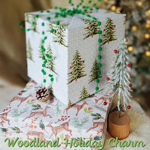 BIOBROWN Reversible Kraft Christmas Wrapping Paper Jumbo Roll 30 Inch x 33 Feet Vintage Trucks Design E340325