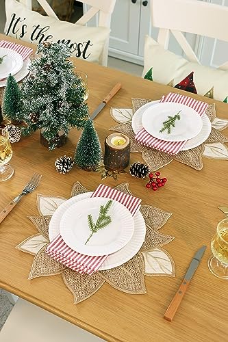 Snowflake Burlap Christmas Placemats Set of 4 for Round Table H634