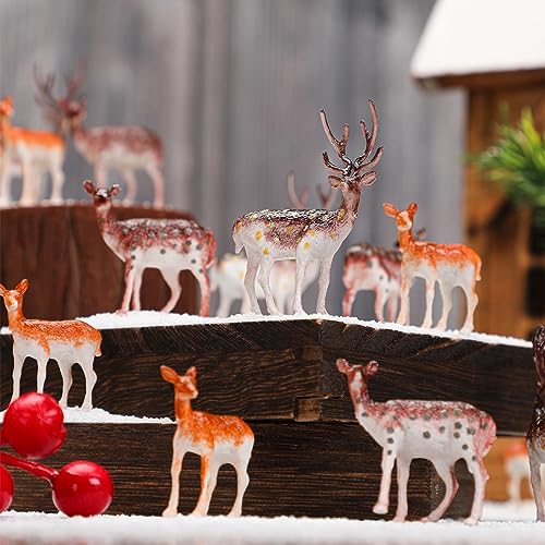 Soaoo 60 Pcs Mini Plastic Deer Figurines Cake Toppers Woodland Christmas Decorations J21625