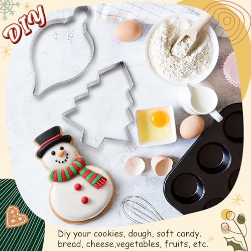 6 Pcs Large Christmas Cookie Cutters Stainless Steel Baking Molds M8080