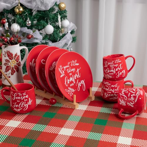 LEHAHA Ceramic Christmas Coffee Mug Set of 6, 16 oz Holiday Drinkware O6901