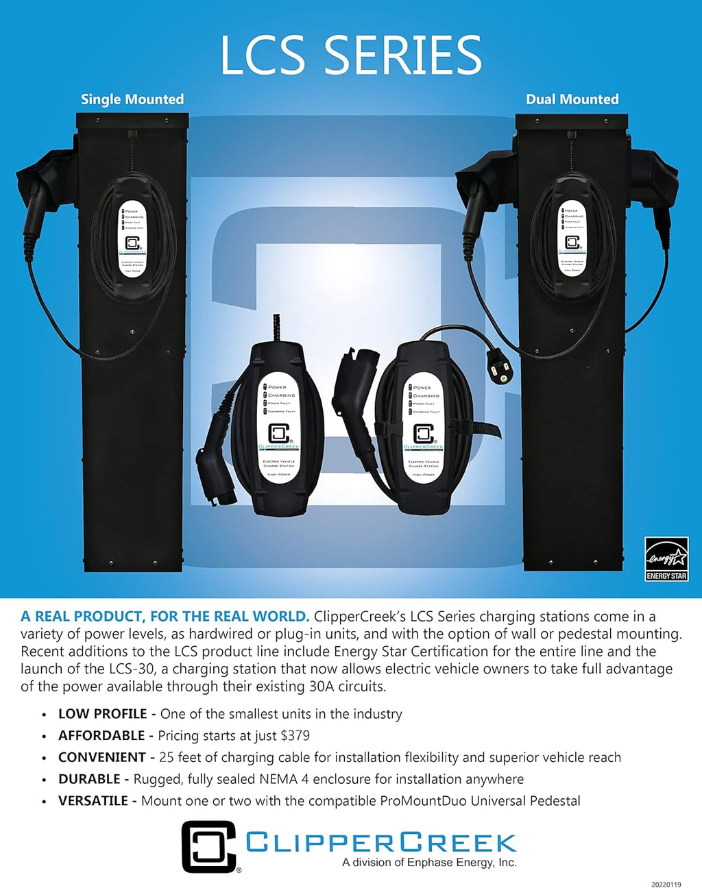 ClipperCreek LCS-30P Level 2 EV Charging Station, NEMA 14-30, 24A Y2897