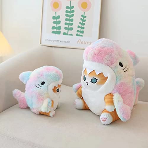 8'' Shark Cat Plush Toy Stuffed Animal Doll Grey Blue Gold N7855