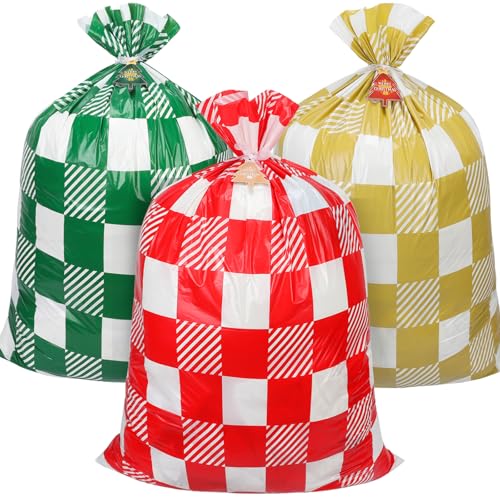 Christmas Gift Bags Assorted Sizes, 22pcs Drawstring Reusable Plastic D786