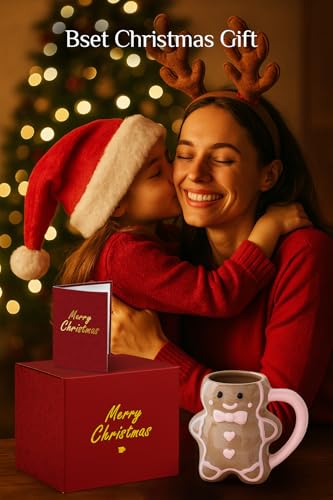 Christmas Mugs with Gingerbread Man Design, 13 oz, Gift Box Included Q496065