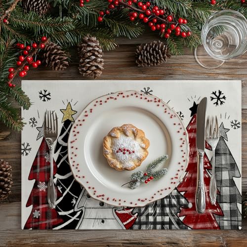 GEEORY Christmas Placemats 12x18 Inch Set of 4, Green Q397
