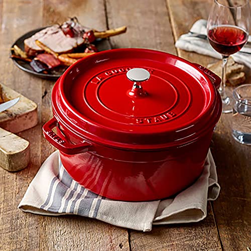 STAUB Cast Iron Dutch Oven 5.5-qt Round Cocotte, Black Matte P4487