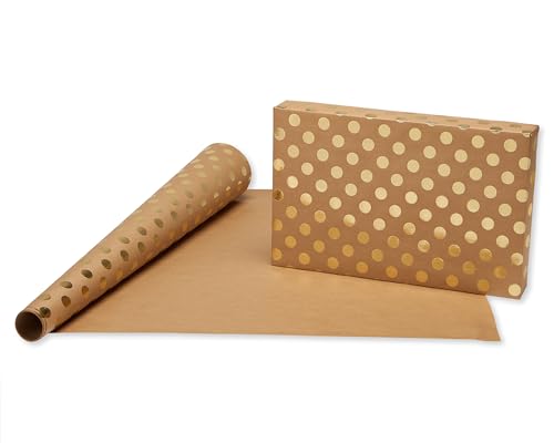 American Greetings Vintage Kraft Christmas Wrapping Paper Rolls, 4 Rolls, 80 sq. ft. D740