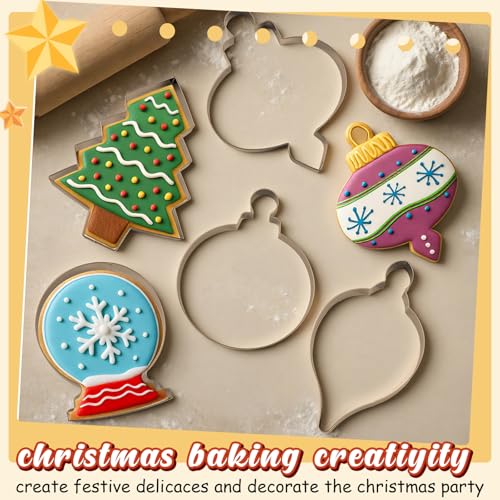 6 Pcs Large Christmas Cookie Cutters Stainless Steel Baking Molds M8080
