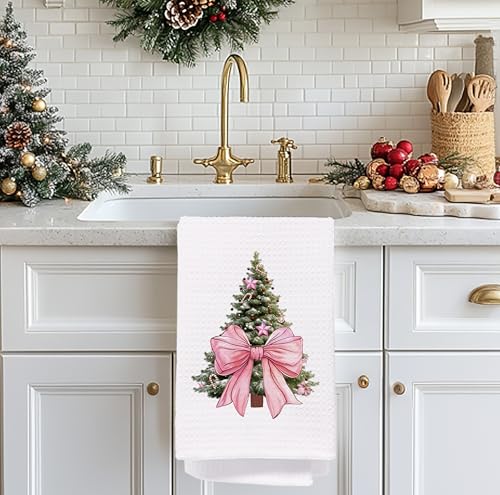 Christmas Tree Kitchen Towels - Neutral Christmas Hand Towels, 16 x 24 Inch V47794