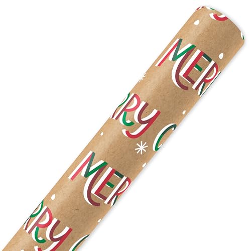 American Greetings Vintage Kraft Christmas Wrapping Paper Rolls, 4 Rolls, 80 sq. ft. D740