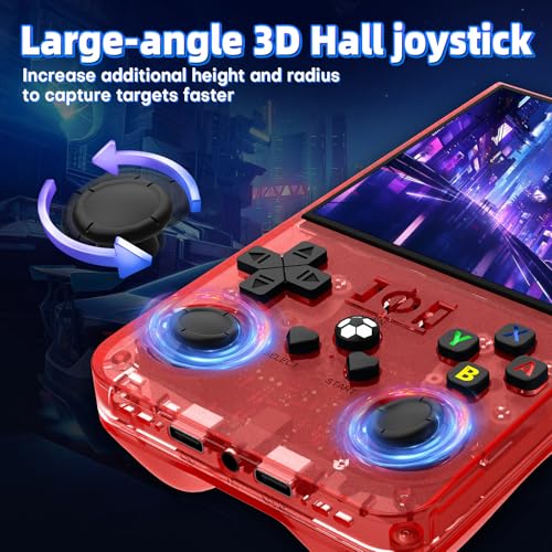 R36MAX Retro Handheld Gaming Console with 18000+ Games, 64GB TF Card, Transparent Gray Q5714