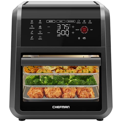 CHEFMAN Multifunctional Digital Air Fryer Rotisserie Dehydrator Convection Oven, 10L, Black H5903
