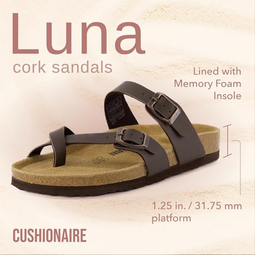 CUSHIONAIRE Women's Luna Cork Footbed Sandal I795