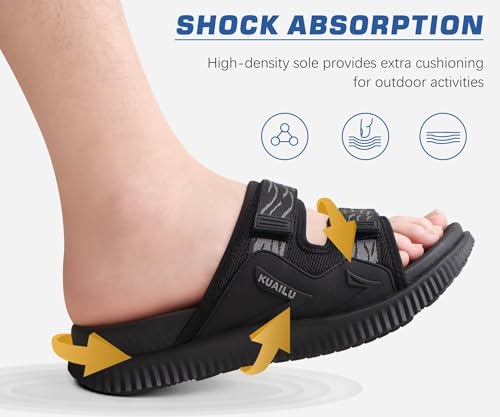 KuaiLu Men's Orthotic Sandals Athletic Recovery Slides with Arch Support Q91398