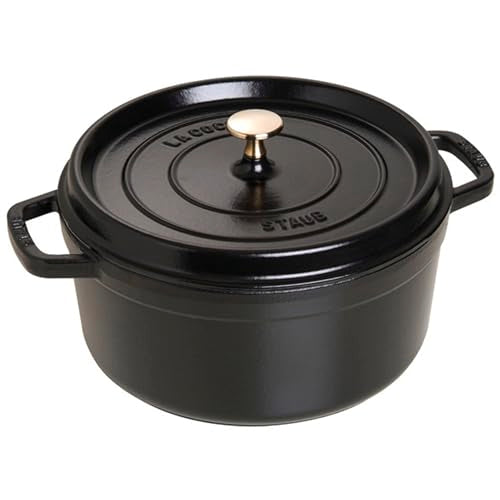 STAUB Cast Iron Dutch Oven 5.5-qt Round Cocotte, Black Matte P4487