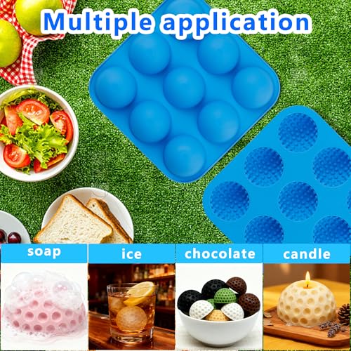 Sidosir Golf Ball Silicone Molds with Lid for Cake Decorations, 9-Cavity L16772