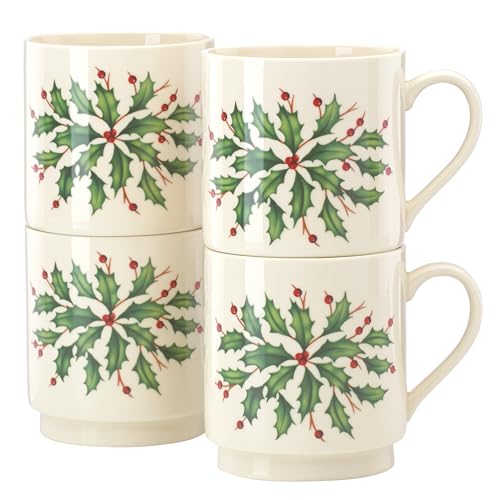 Lenox 18 Oz Stoneware Holiday Cocoa Mug, Red/Green D279