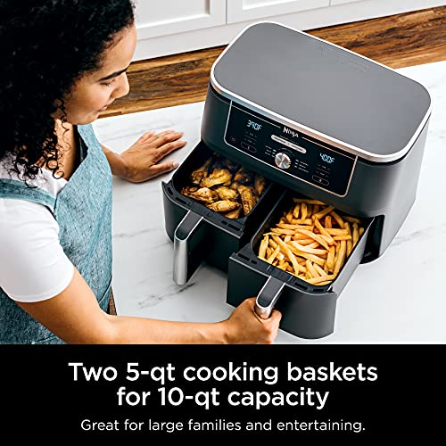 Ninja DZ401 Foodi 10 Quart DualZone XL 2-Basket Air Fryer, Grey L260