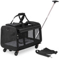 Kopeks Pet Carrier with Detachable Wheels for Small and Medium Dogs u0026 Cats - Black