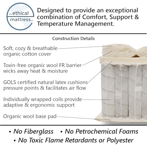 Ethical Mattress CO 10" Toxin-Free Hybrid Mattress, Queen H10280