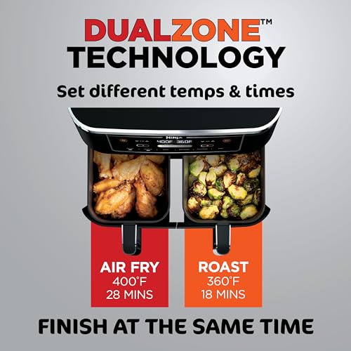 Ninja DZ401 Foodi 10 Quart DualZone XL 2-Basket Air Fryer, Grey L260