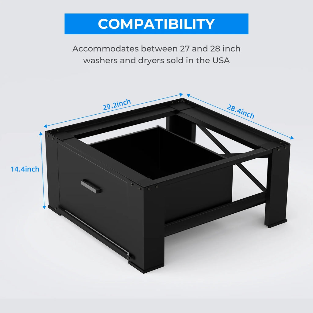 2 Pack Inlife Laundry Pedestals 28"x29" Stainless Steel Black V968