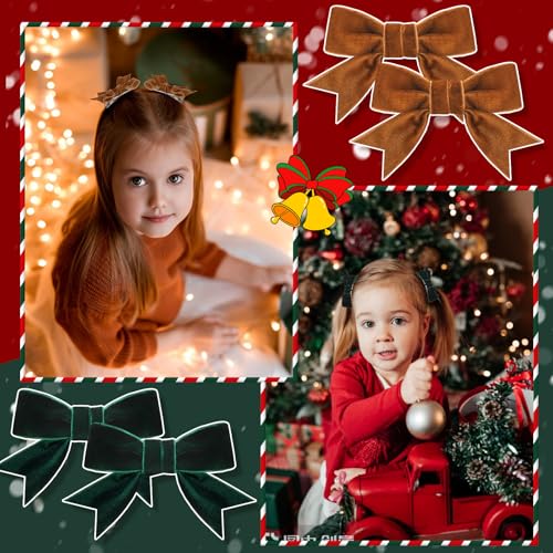 8 Pcs Velvet Hair Bows for Girls with Alligator Clips W5207