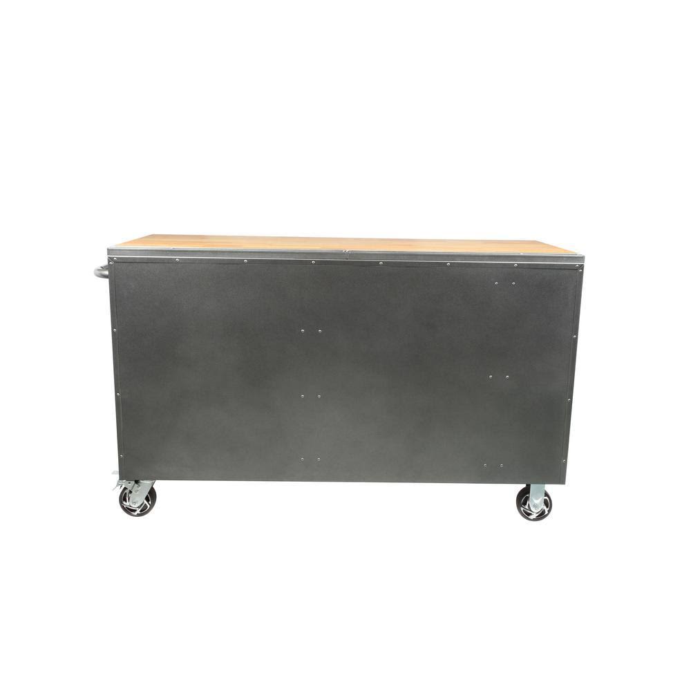Husky 61 in. W 10-Drawer Deep Tool Chest Mobile Workbench Metallic Silver U988290