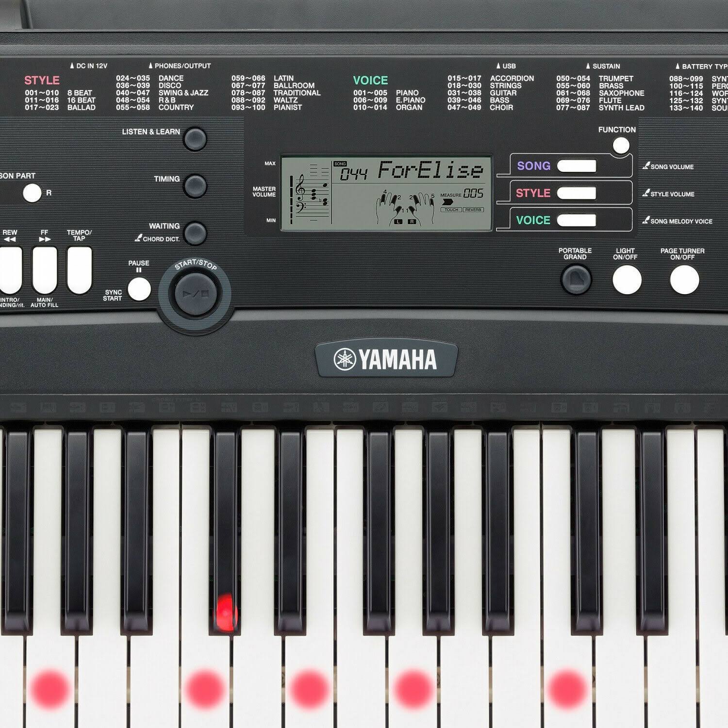 Yamaha EZ220 Keyboard with Lighted Keys, Stand and Power U4104