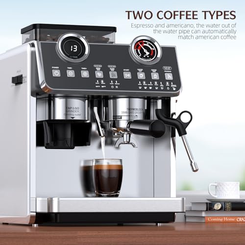 Espresso Machine with Grinder, 20 Bar, Stainless Steel R83369