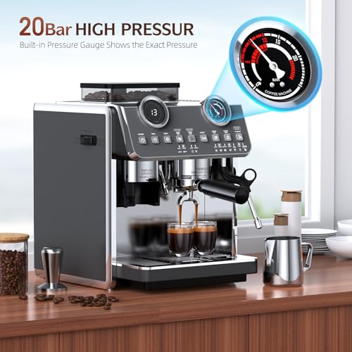 Espresso Machine with Grinder, 20 Bar, Stainless Steel R83369