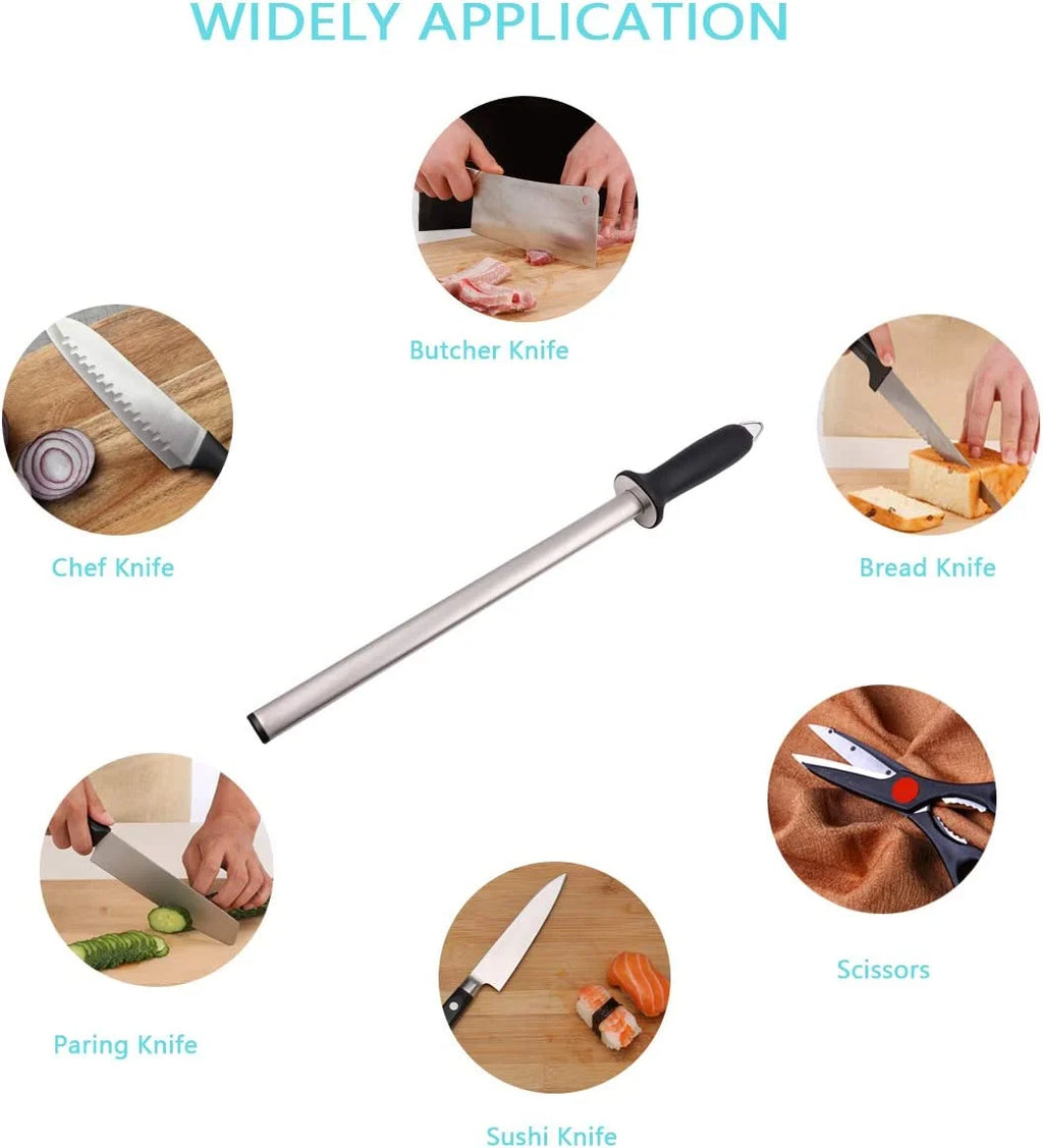 Wiitek 12inch Diamond Knife Honing Rod, Chef Knife Sharpener Steel F993