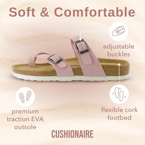 CUSHIONAIRE Women's Luna Cork Footbed Sandal I795