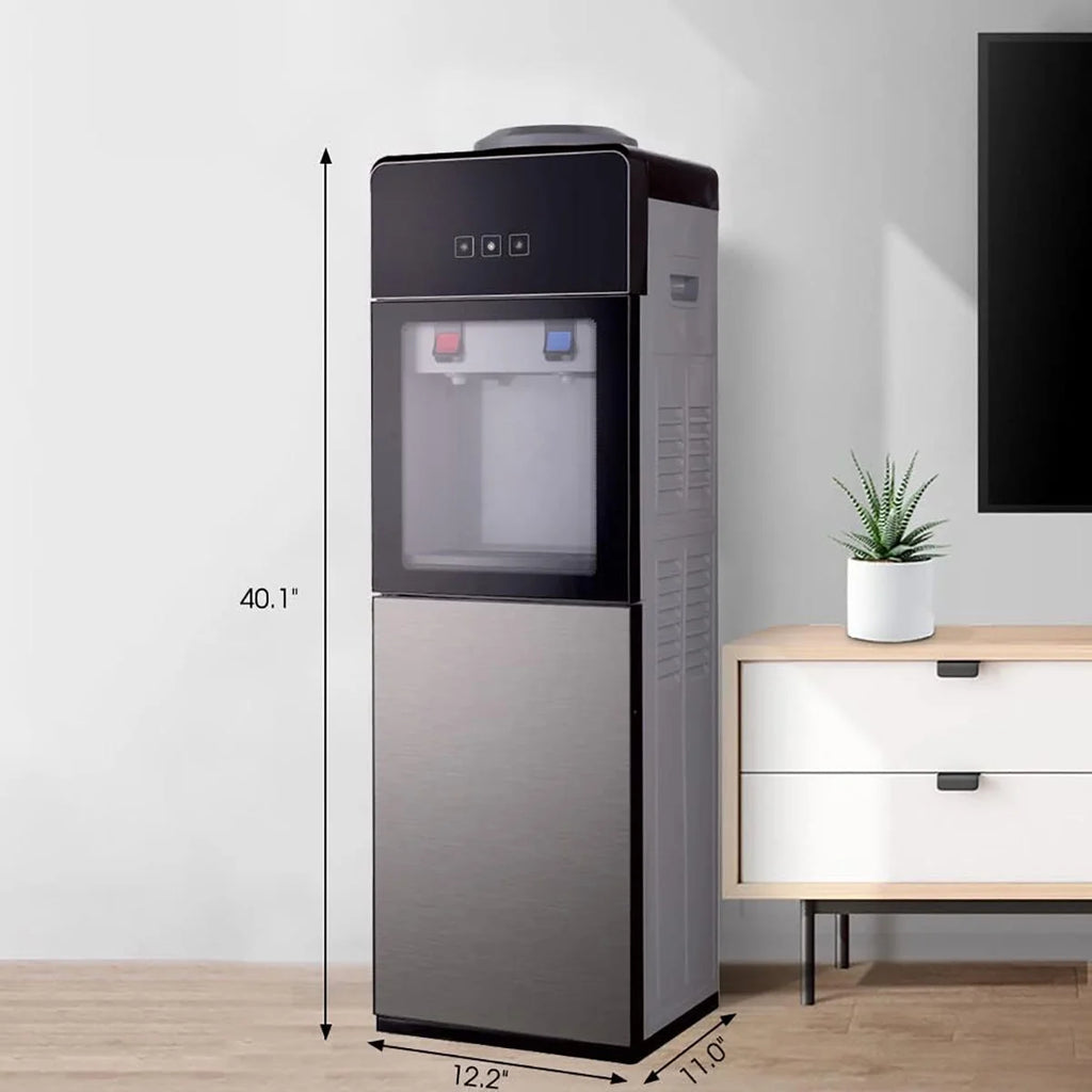 Top-Loading Water Dispenser for 5 Gallon Bottles, Hot & Cold Water Cooler with Storage Cabinet, Gray G656226
