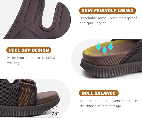 KuaiLu Men's Orthotic Sandals Athletic Recovery Slides with Arch Support Q91398