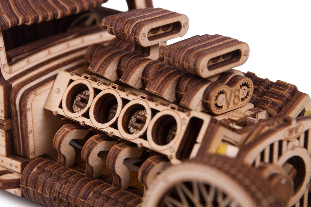Wood Trick Hot Rod Wooden Model Car Kit 3D Puzzle, Pack of 2 E1693