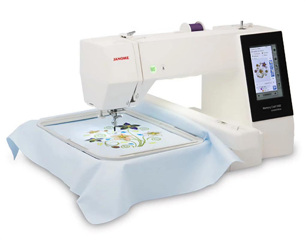 Janome Memory Craft 500E Limited Edition Computerized Embroidery Machine with Hat Hoop E6593