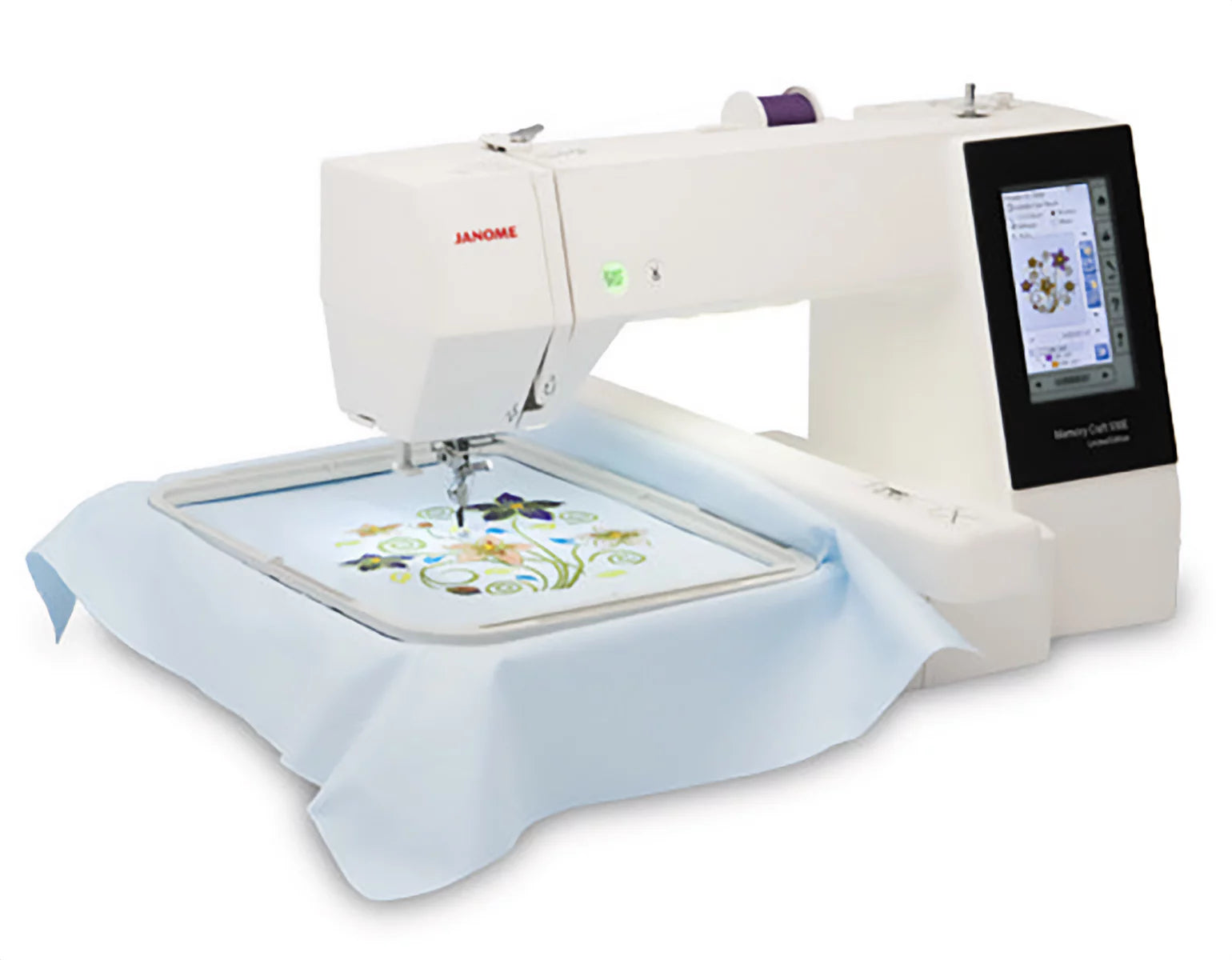 Janome Memory Craft 500E Limited Edition Computerized Embroidery Machine with Hat Hoop E6593