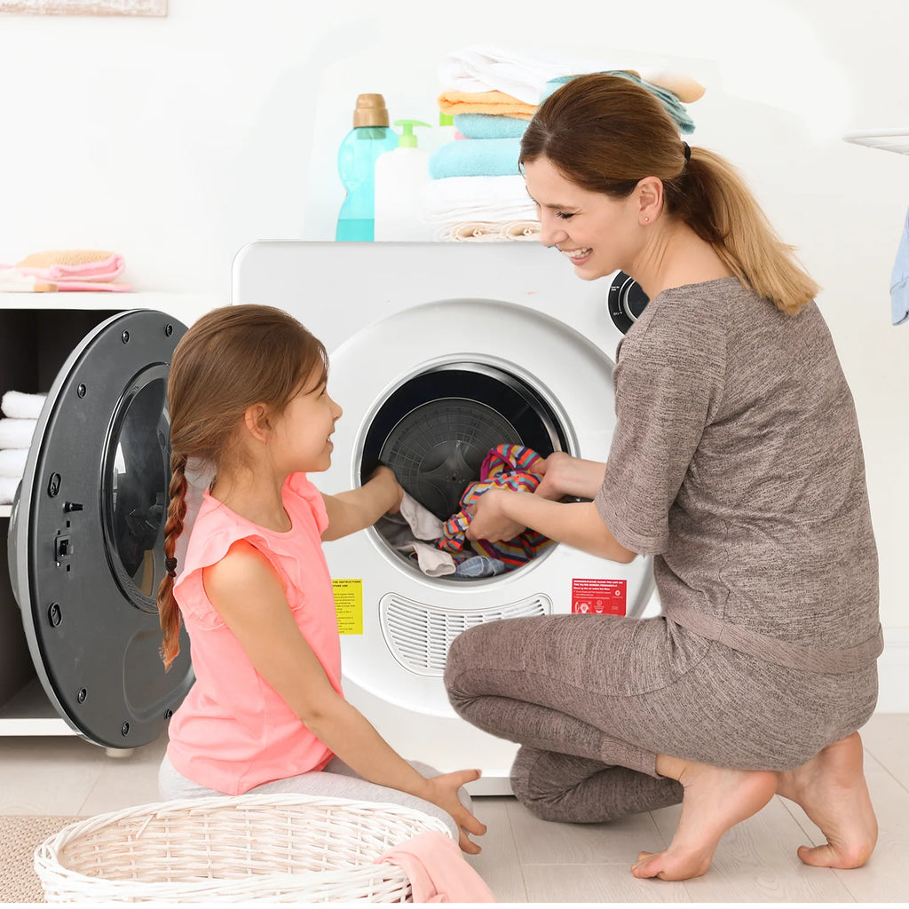 Erinnyees Electric Compact Laundry Dryer, 13.2 lbs Stainless Steel Portable Dryer with Exhaust Pipe, White D674