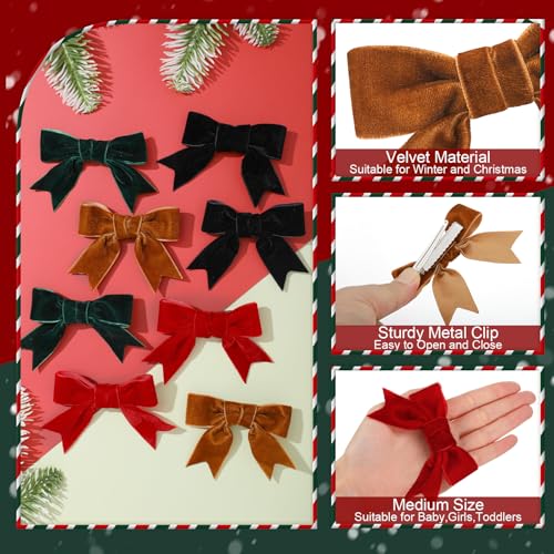 8 Pcs Velvet Hair Bows for Girls with Alligator Clips W5207