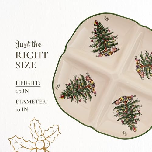 Spode Christmas Tree Sculpted Octagonal Platter, 14-Inch Holiday Serving Dishwasher & Microwave Safe Q207241
