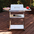 Maverick EA-150 Stainless Steel Rollabout Cart with Side Shelves for Char B Que Electric Grill