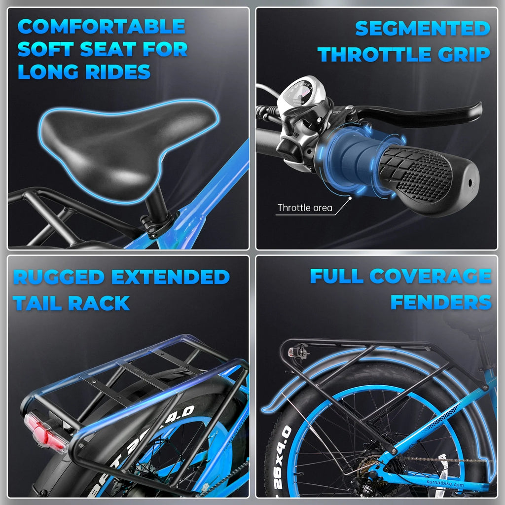 Dual Motor AWD Electric Bike for Adults 2000W 32MPH with Removable Battery C326