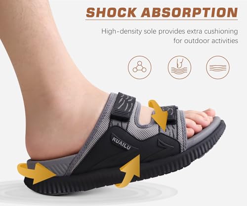 KuaiLu Men's Orthotic Sandals Athletic Recovery Slides with Arch Support Q91398
